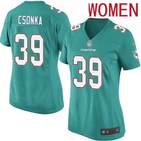 Women Miami Dolphins 39 Larry Csonka Nike Green Game NFL Jersey